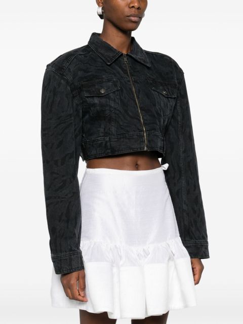 ROTATE BIRGER CHRISTENSEN zebra-print denim jacket - Black