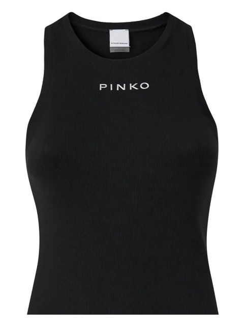 PINKO ribbed logo top - Black
