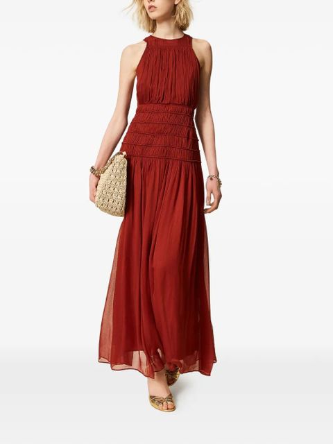 TWINSET pleated long dress - Brown - zdjęcie produktu nr 2