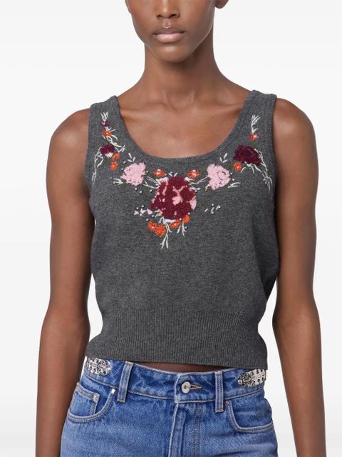 Rabanne embroidered tank top - Grey