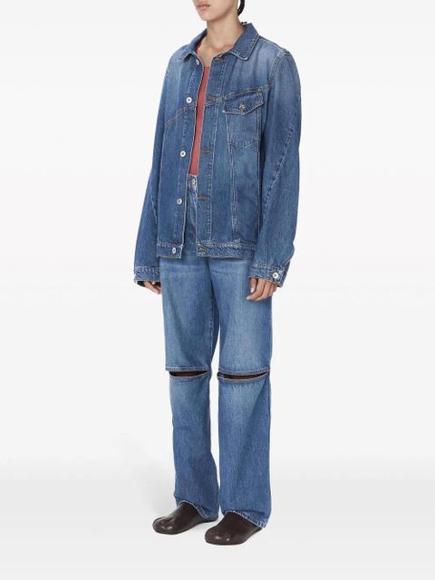 JW Anderson anchor-logo deconstructed denim jacket - Blue