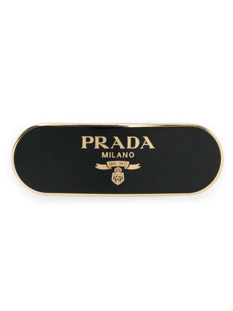 Prada logo-print hair clip - Gold - zdjęcie produktu nr 1