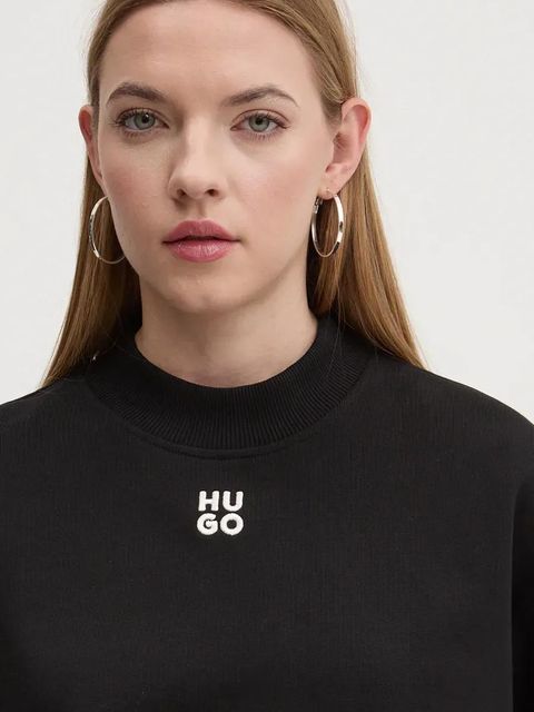 HUGO bluza bawełniana damska kolor czarny gładka 50527463