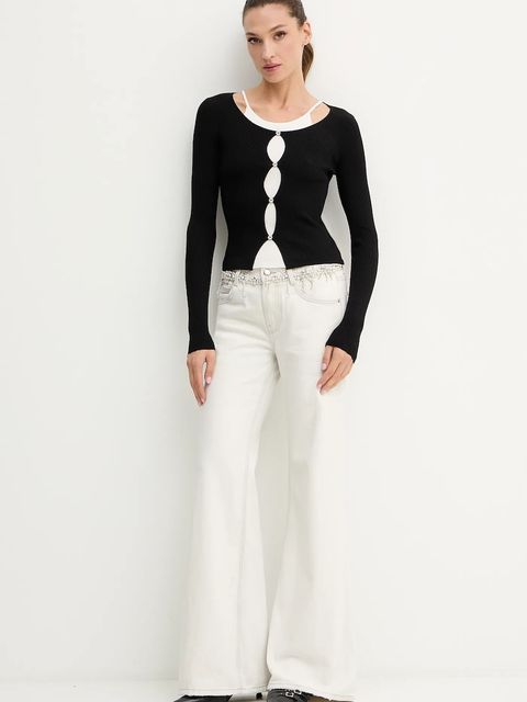 Miss Sixty sweter z domieszką jedwabiu damskie kolor czarny lekki 6S2RJ22900