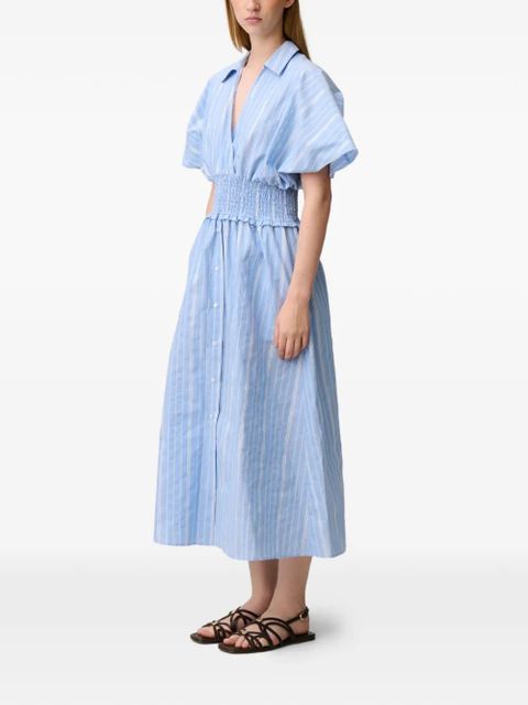 Claudie Pierlot striped shirred cotton dress - Blue