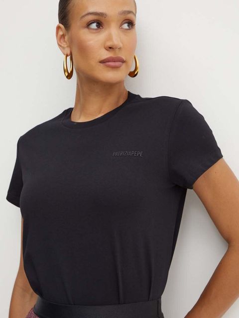 Patrizia Pepe t-shirt bawełniany kolor czarny