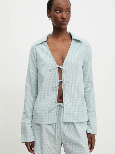 Answear.LAB koszula damska kolor zielony regular z kołnierzykiem klasycznym