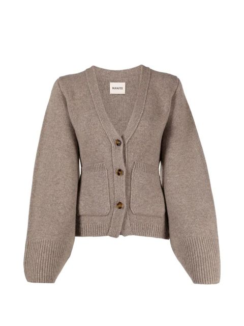 KHAITE V-neck patch-pocket cardigan - Neutrals - zdjęcie produktu nr 1