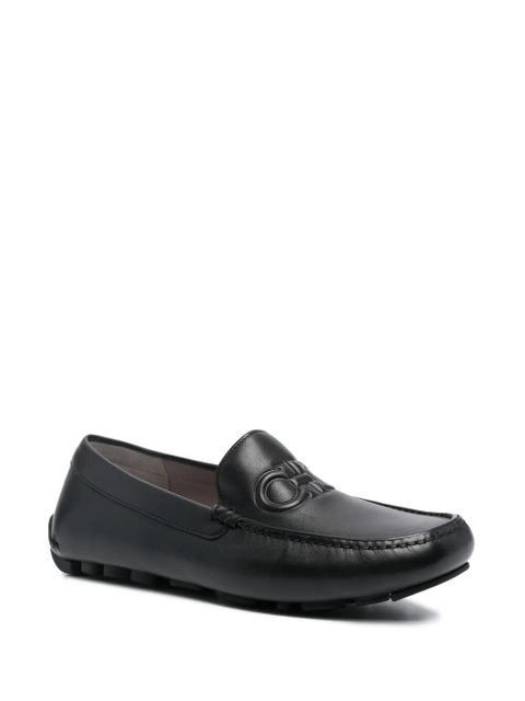 Ferragamo embossed-Gancini loafers - Black