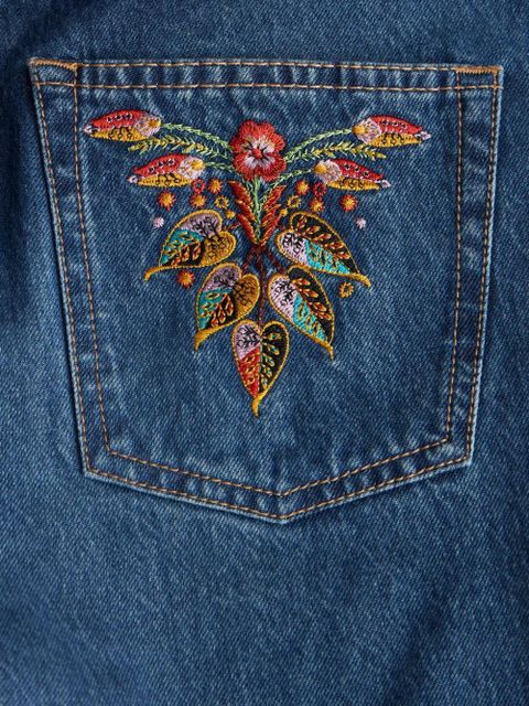ETRO floral-embroidered high-waist jeans - Blue