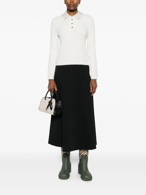 Maje embellished-collar polo top - White - zdjęcie produktu nr 2