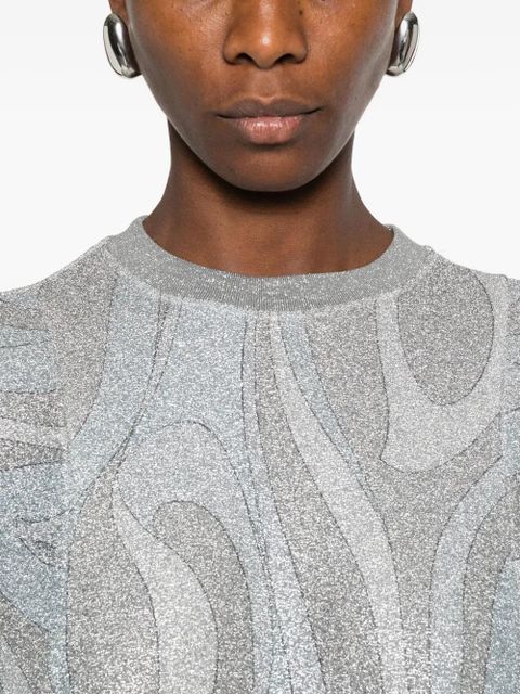 PUCCI glitter-pattern short-sleeve dress - Grey