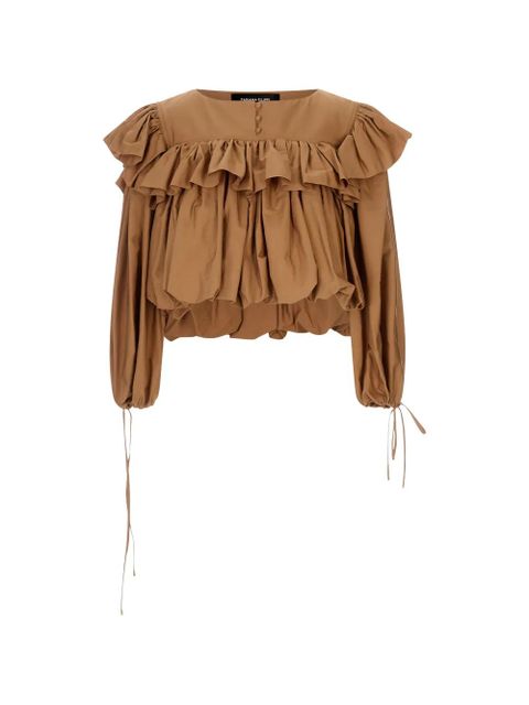Chloé ruffled-trim long-sleeve blouse - Brown - zdjęcie produktu nr 1