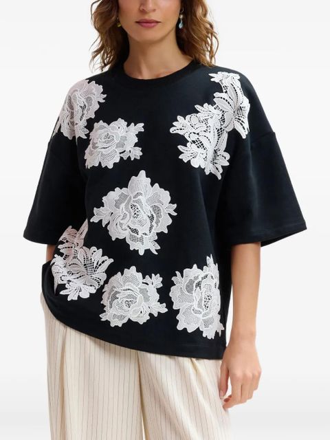 Essentiel Antwerp lace-embellishments T-shirt - Black