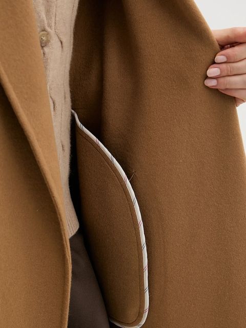 Tommy Hilfiger płaszcz z wełną kolor brązowy WW0WW47286