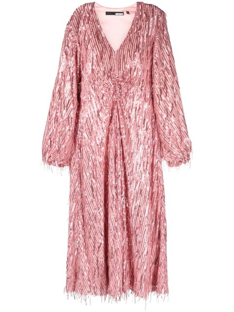 ROTATE BIRGER CHRISTENSEN fringed sequin-embellished maxi dress - Pink - zdjęcie produktu nr 1