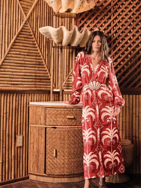 Johanna Ortiz Weaving Waves midi dress - Red