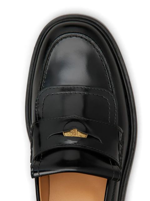 Tod's logo-plaque leather loafers - Black