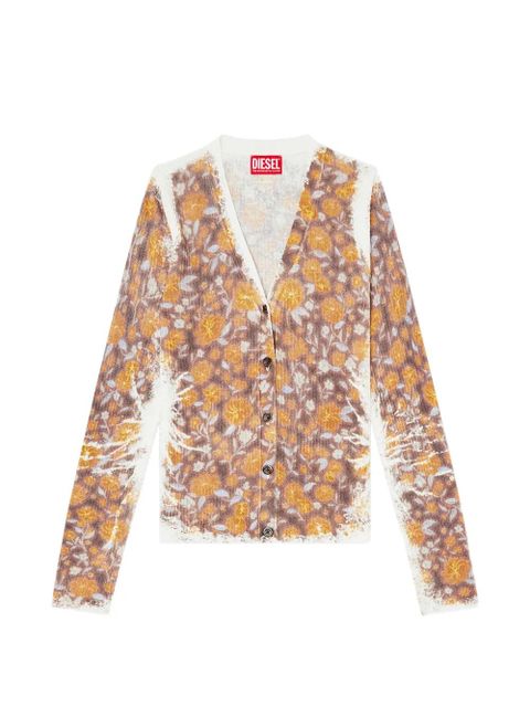 Diesel M-Blomien floral ribbed V-neck cardigan - Brown - zdjęcie produktu nr 1