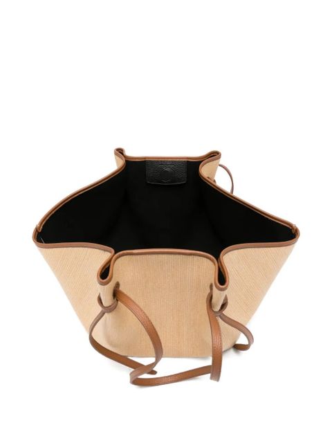 Yuzefi large Mochi leather-trim woven tote bag - Neutrals