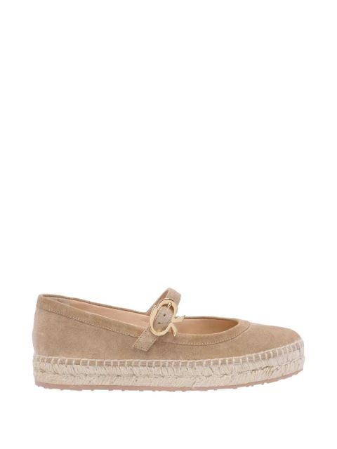 Gianvito Rossi Elda buckled espadrille ballet-flats - Neutrals - zdjęcie produktu nr 1