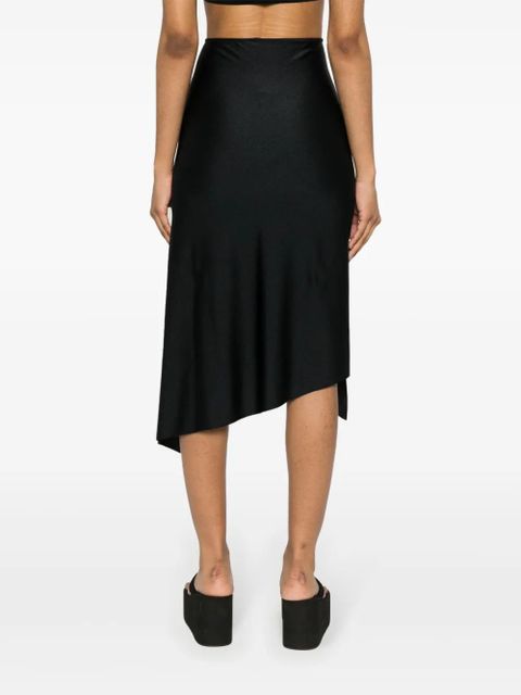 Coperni floral-appliqué asymmetric midi skirt - Black