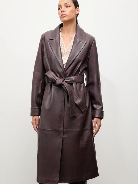 Answear.LAB płaszcz skórzany kolor bordowy