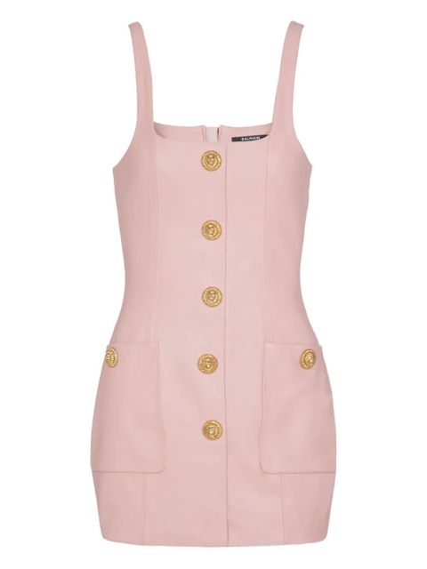 Balmain button-embellished leather mini dress - Pink - zdjęcie produktu nr 1