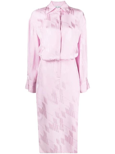 The Attico logo-jacquard satin shirt dress - Pink - zdjęcie produktu nr 1