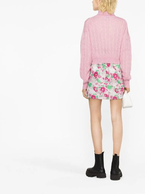 GANNI floral-pattern A-line skirt - Pink