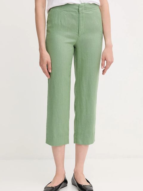 Pedro del Hierro spodnie lniane damskie kolor zielony proste high waist 7609781 - zdjęcie produktu nr 1