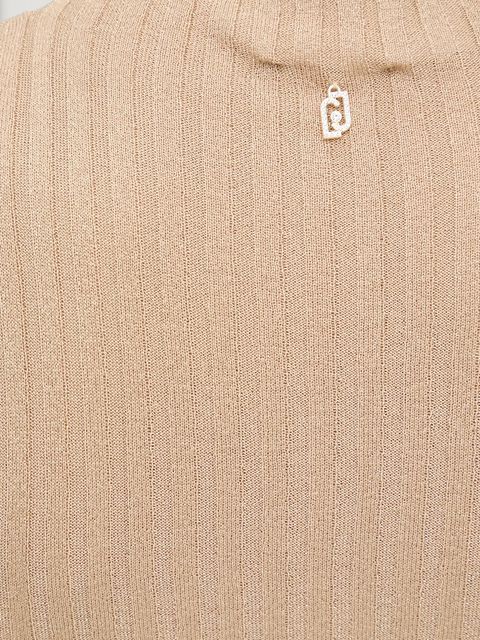 Liu Jo sweter damski kolor beżowy lekki z półgolfem MF5389 MS46J