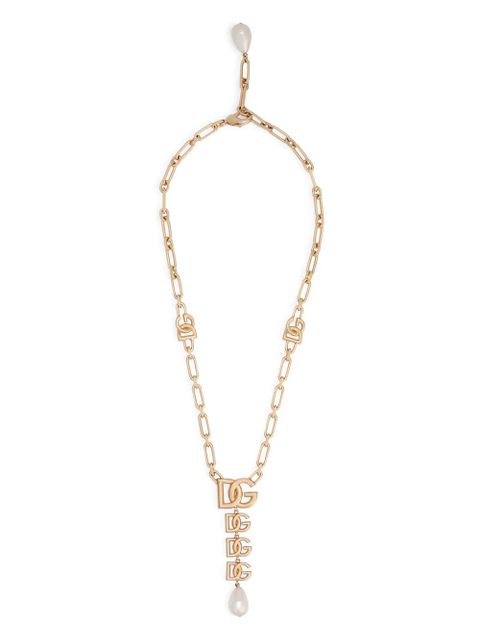 Dolce & Gabbana DG-logo pearl-embellished necklace - Gold