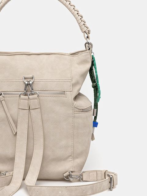 Desigual plecak HALF LOGO ARICA PIE damski kolor beżowy mały gładki 25WAKP30
