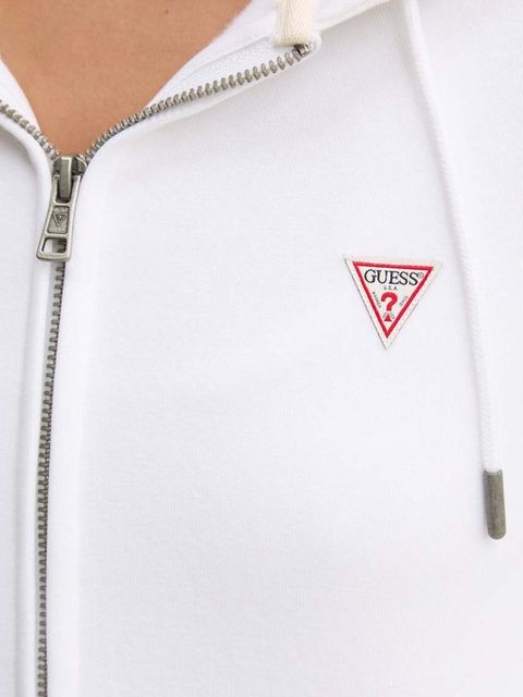 Guess Jeans bluza damska kolor biały z kapturem gładka W4YQ03 KC811