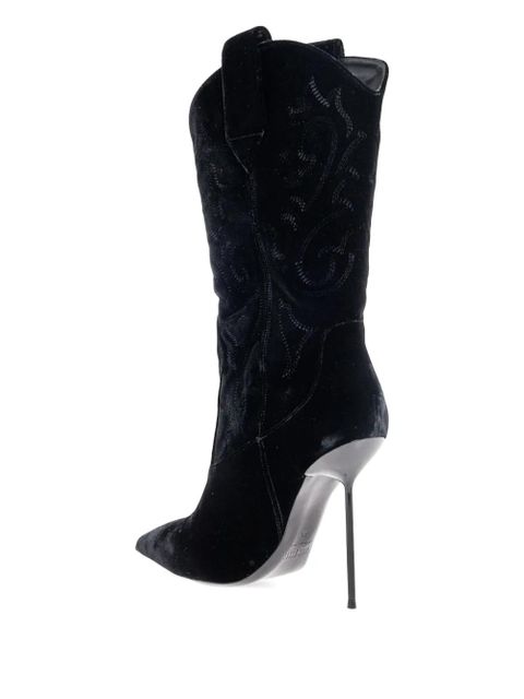 Paris Texas 105mm Lidia embroidered heeled boots - Black - zdjęcie produktu nr 2