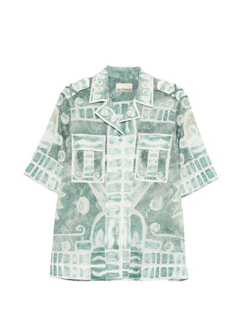 ALEMAIS pocket print top - Green