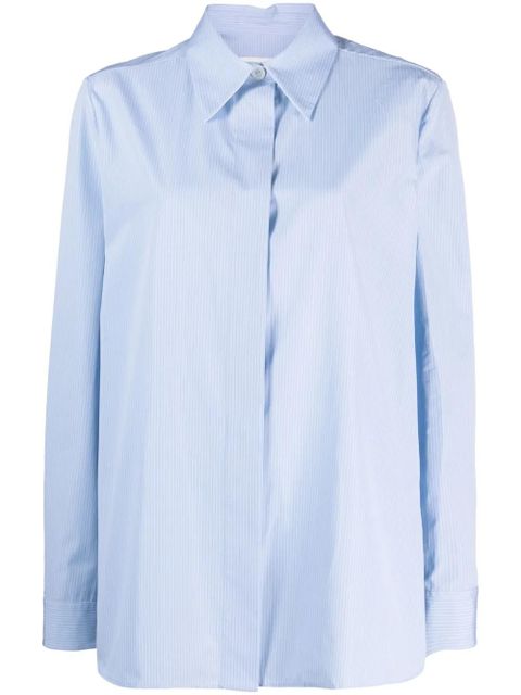 Jil Sander concealed-fastening striped cotton shirt - Blue - zdjęcie produktu nr 1
