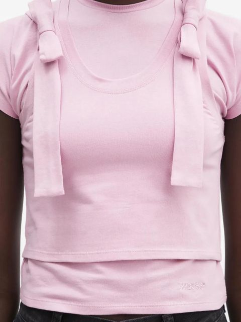 AMBUSH bow-detail short-sleeve top - Pink
