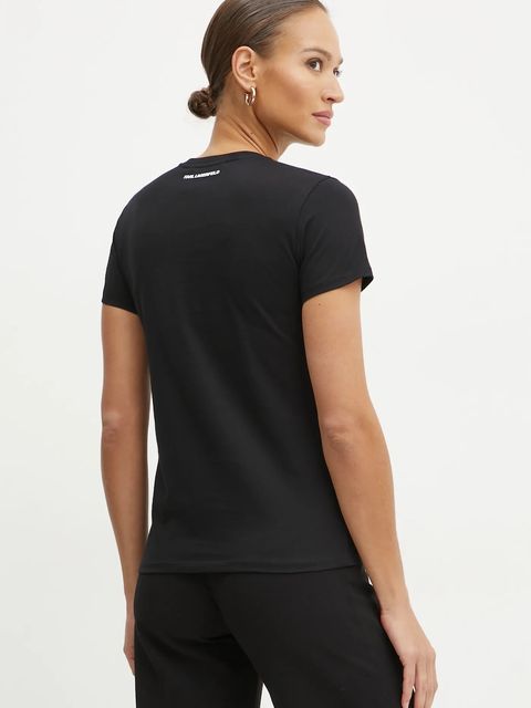 Karl Lagerfeld t-shirt bawełniany ESSENTIAL damski kolor czarny A1W17019