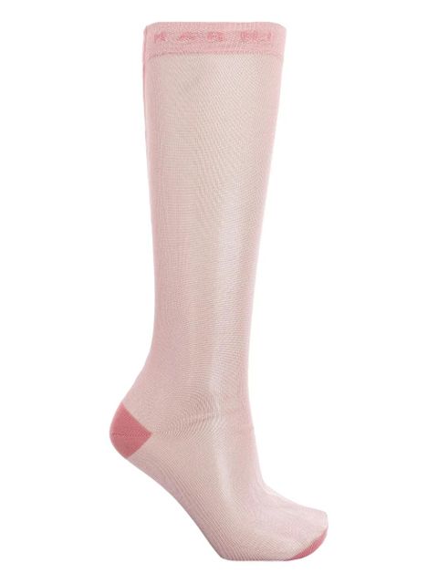 Marni logo-detail sheer socks - Pink