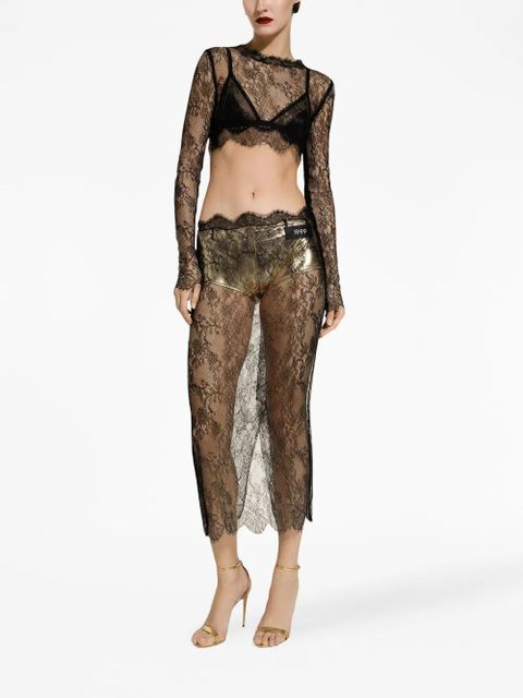 Dolce & Gabbana semi-sheer lace midi skirt - Black