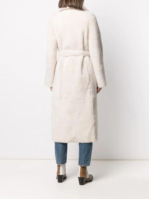 Yves Salomon full-length shearling coat - White