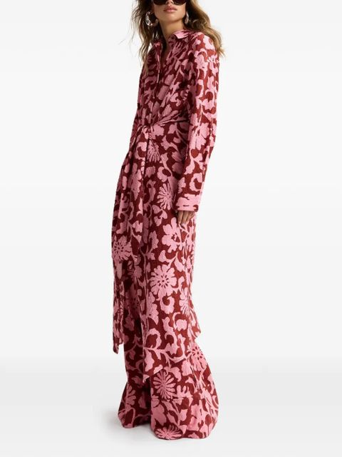 Essentiel Antwerp floral-print tie-waist shirt dress - Brown