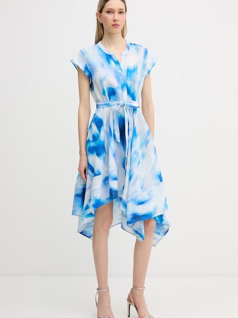 DKNY sukienka rozkloszowana lniana - zdjęcie produktu nr 1