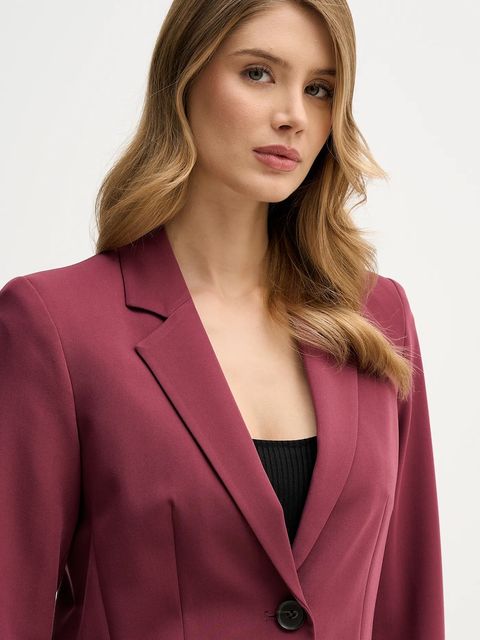 Sisley marynarka kolor bordowy jednorzędowa gładka 2KVXLW01Q