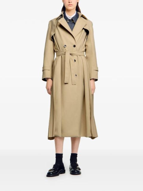 SANDRO belted double-breasted trench - Brown