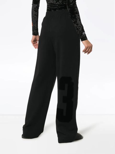 Off-White High Waisted Text Print Cotton Trousers - Black