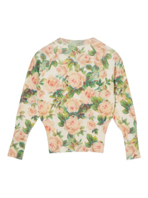 Simone Rocha floral-print knit cardigan - Pink - zdjęcie produktu nr 2