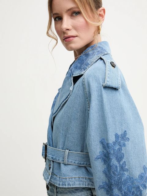 ERMANNO Firenze kurtka jeansowa kolor niebieski przejściowa 56TD002EI4